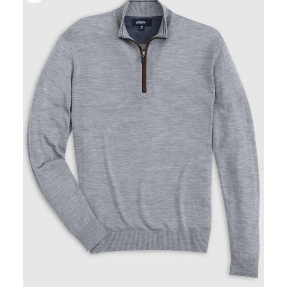NWT johnnie-O Baron Lightweight Wool 1/4‎ Zip Pullover Sweater Lt Gray 4XL $228